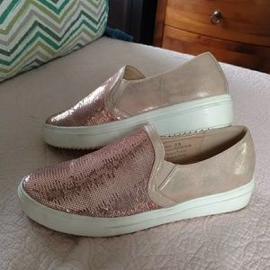 Sequined Nude Blush Slip-on Sneakers